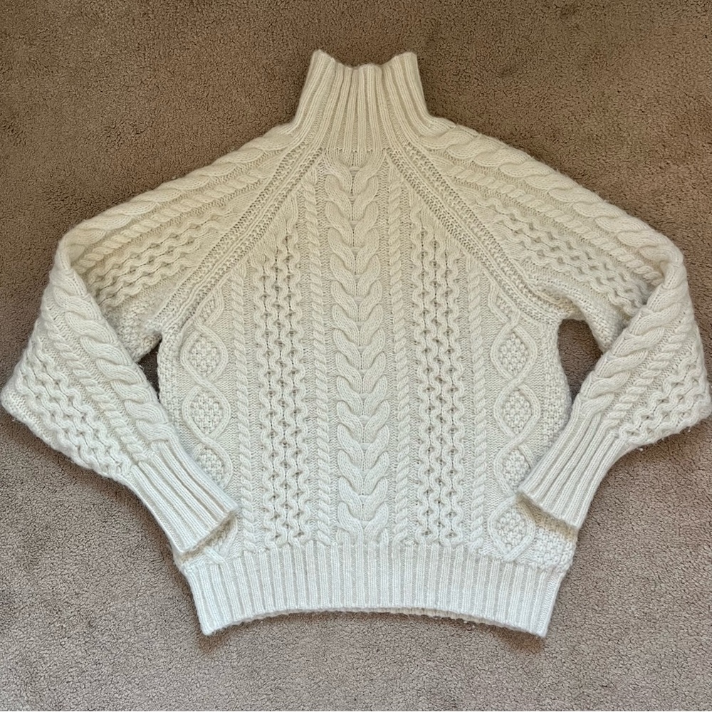 Polo Ralph Lauren cream chunky cable knit mock turtleneck sweater